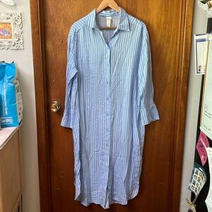 H&M blue striped midi maxi shirt dress